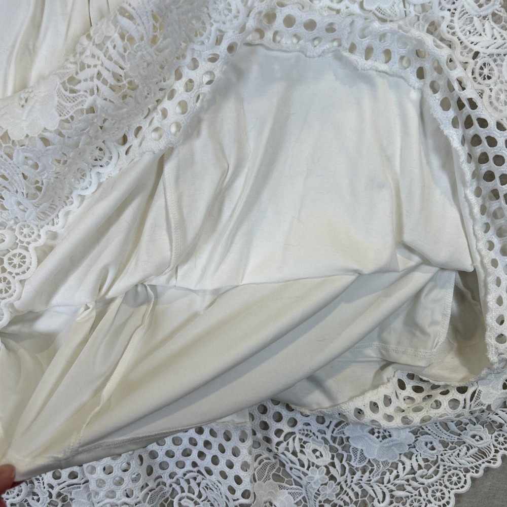 French Connection Women White Midi Dress Lace Hem Spaghetti Strap Pockets 12 - Picture 10 of 14